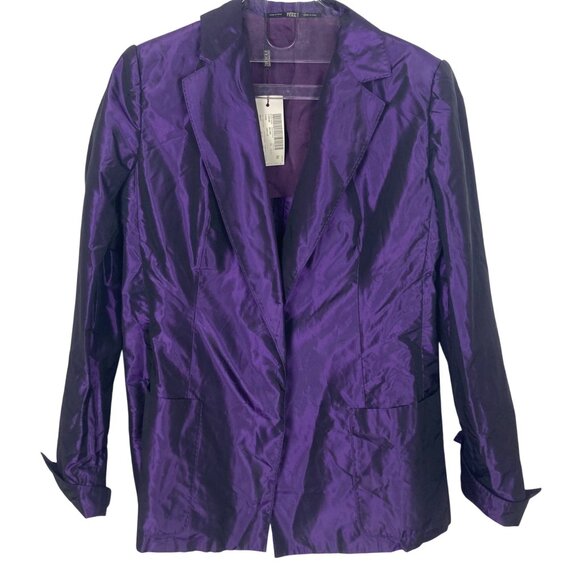 Vintage Gianfranco Ferre Purple Silk Blazer Jacket 50 it 14 US Made In Italy NEW - Picture 6 of 13